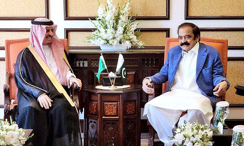 Federal Minister for Interior, Rana Sanaullah Khan in a meeting with Saudi Deputy Interior Minister HE Nasser Bin Abdul Aziz Al Dawood