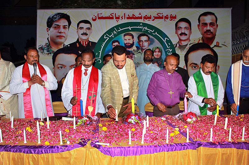 Parliamentary Secretary for Minority Affair Khalil George lit up candles on Youm-e-Takreem-e- Shuhda-e- Pakistan