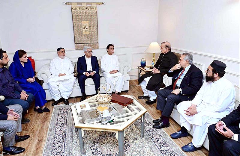 Prime Minister Muhammad Shehbaz Sharif visited Sardar Ayaz Sadiq's residence to offer condolences on the death of Sardar Mehmood Sadiq, elder brother of Sardar Ayaz Sadiq