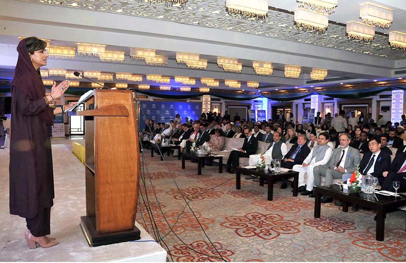 Minister of State for Foreign Affairs, Ms. Hina Rabbani Khar addressing during World Refugee day organized by the office of the United Nations for Refugees at local hotel