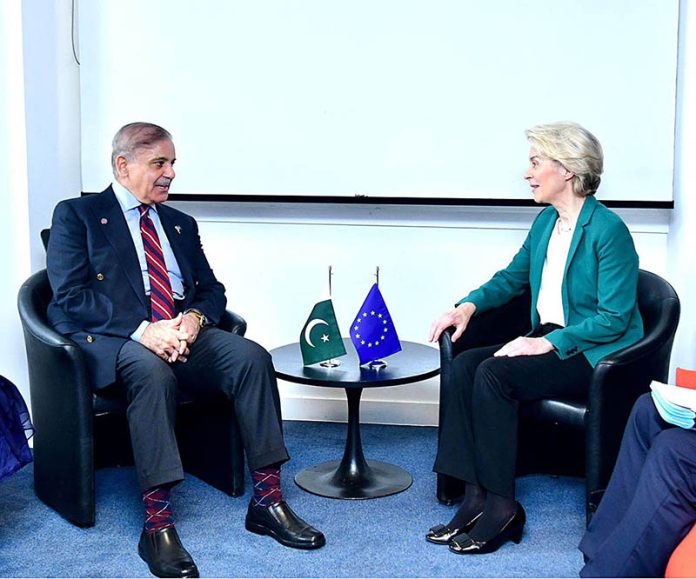Prime Minister Shehbaz Sharif meets President of the EU Commission Ursula Von Der Leyen on the sidelines of the New Global Financing Pact Summit