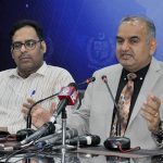 Minister of State, chairman for Prime Minister Task Force on Gandhara Tourism, Dr. Ramesh Kumar Vankwani addressing a press conference at PID