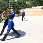 Prime Minister Muhammad Shehbaz Sharif visited Martyrs Monument in Baku Azerbaijan and laid a floral wreath