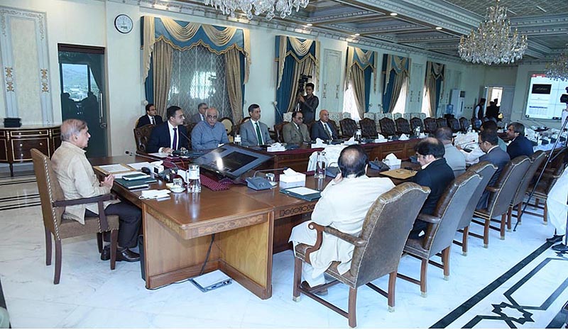 Prime Minister Muhammad Shehbaz Sharif chairs a meeting to review progress regarding ongoing Mega Development Projects