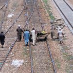 Railway staffers are busy replacing wooden sleepers with PSC sleepers on the railway tracks