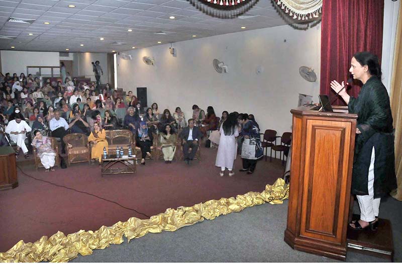 Country Representative, UNFPA, Dr. Luay Shabaneh, Member Parliament and Secretary of Women's Parliamentary Caucus Dr. Shahida Rehmani and Vice Chancellor Fatima Jinnah Women University Dr Saima Hamid launching the 2nd Naqsh Digital Film Festival (NDFF) organized by Department of Communication and Media Studies, Fatima Jinnah Women University