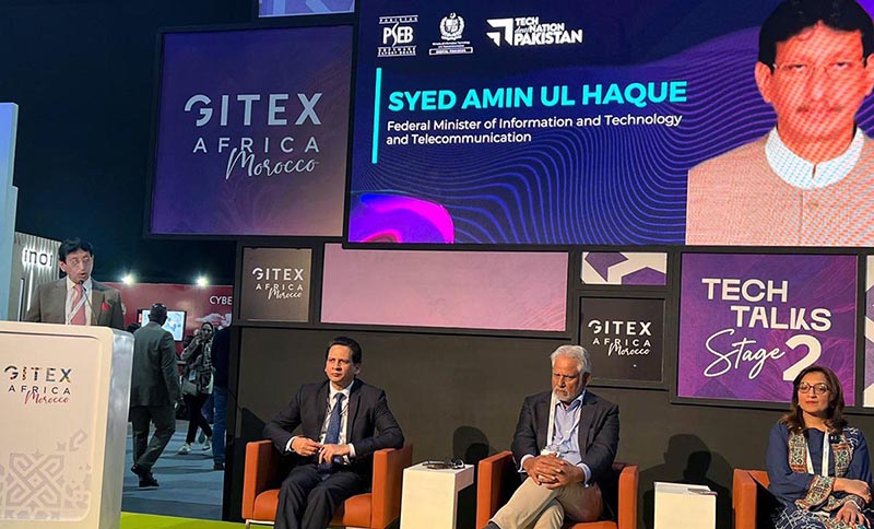 Federal Minister for IT and Telecommunication Syed Amin Ul Haque addressing during GITEX Africa Digital Summit