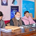 Federal Minister for Religious Affairs and Inter-faith Harmony, Senator Muhammad Talha Mahmood addressing at the launching ceremony of a book at National Press Club