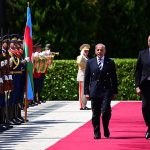 Prime Minister Muhammad Shehbaz Sharif and President of Azerbaijan inspecting guard of honor at Zugulba Palace