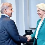 Prime Minister Muhammad Shehbaz Sharif meets President of the EU Commission Ursula Von Der Leyen on the sidelines of the New Global Financing Pact Summit