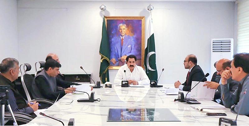 Federal Minister for Overseas Pakistani & Human Resource Development Sajid Hussain Turi chairing a performance review meeting of WWF at Ministry of Overseas