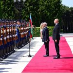 Prime Minister Muhammad Shehbaz Sharif and President of Azerbaijan inspecting guard of honor at Zugulba Palace