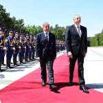 Prime Minister Muhammad Shehbaz Sharif and President of Azerbaijan inspecting guard of honor at Zugulba Palace