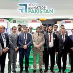 Federal Minister for IT and Telecommunication Syed Amin Ul Haque in a group photo after visiting Pakistani pavilion at GITEX Global Exhibition