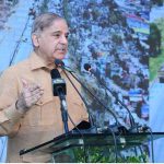 Prime Minister Muhammad Shehbaz Sharif addresses the inaugural ceremony of the rehabilitated and widened Captain Karnal Sher Khan Shaheed Avenue