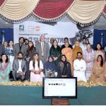 Country Representative, UNFPA, Dr. Luay Shabaneh, Member Parliament and Secretary of Women's Parliamentary Caucus Dr. Shahida Rehmani and Vice Chancellor Fatima Jinnah Women University Dr Saima Hamid in a group photo with participants during the launching ceremony of the 2nd Naqsh Digital Film Festival (NDFF) organized by Department of Communication and Media Studies, Fatima Jinnah Women University