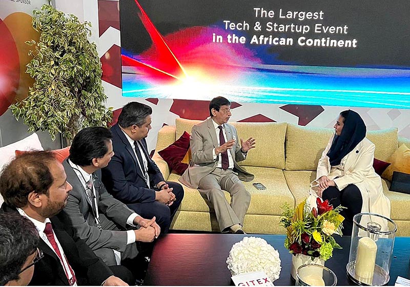 Federal Minister for IT and Telecommunication Syed Amin Ul Haque in a meeting with Secretary General Digital Cooperation Organization (DCO) Ms. Deemah Al-Yahya on the Sidelines of GITEX Africa Digital Summit