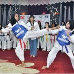 Taekwondo girls show off their skills during inauguration ceremony of “Bashir Begum Chaudhry Girls Orphanage” building for orphan girls at Khubaib Girls School and College donated by Zakat Foundation America