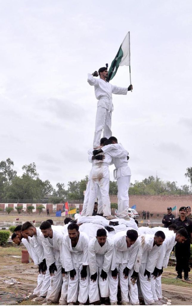 Police recruiters are showing their skills during 92th Police Passing out parade at Police Training School