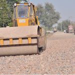 A view of construction work at Luddy Wala Bypass
