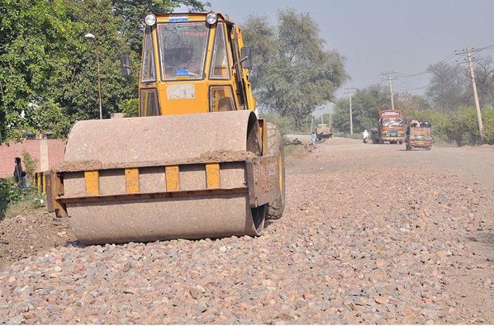 A view of construction work at Luddy Wala Bypass