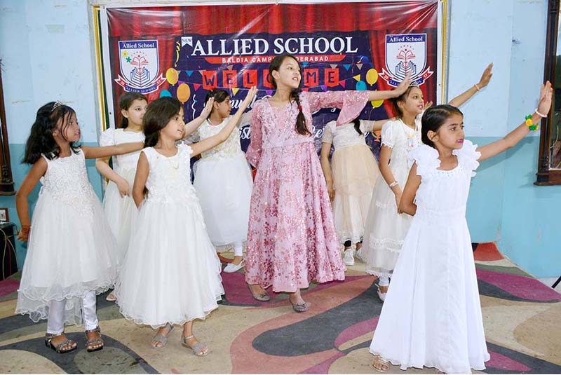 Students performing tableau during Annual Result Day & Prize Distribution Ceremony of a local school at Press Club