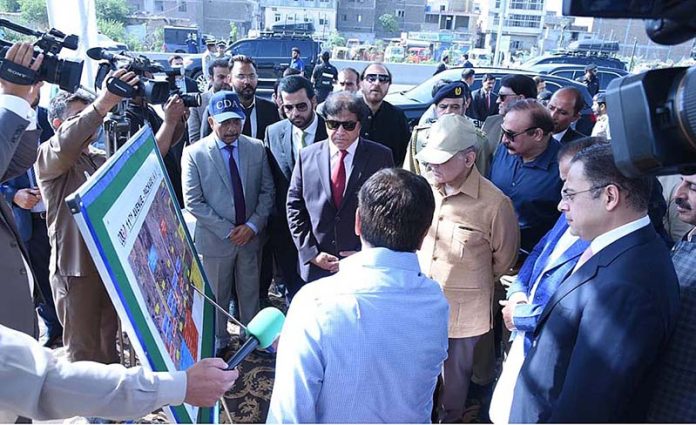 Prime Minister Muhammad Shehbaz Sharif recieves briefing regarding the construction of 11th Avenue project