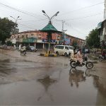 A view stagnant water on roads due to rain in the city