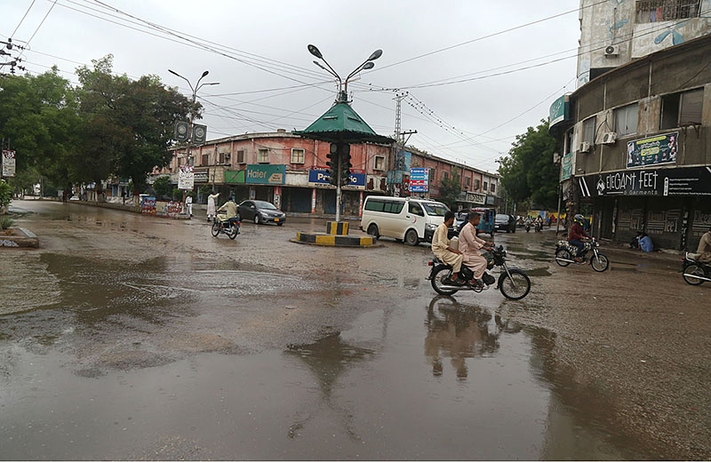 A view stagnant water on roads due to rain in the city