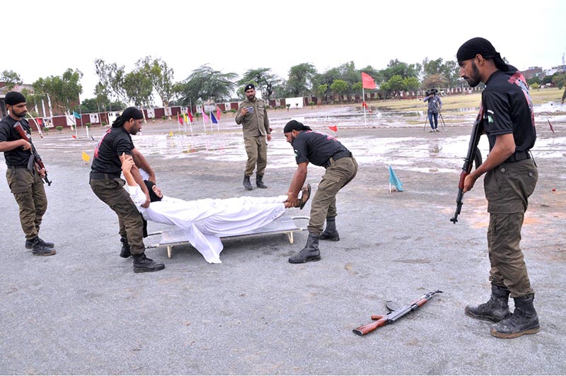 Police recruiters are showing their skills during 92th Police Passing out parade at Police Training School