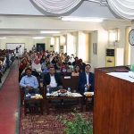 Federal Minister for Education Professional Training Rana Tanveer Hussain addressing during the launching ceremony of 1st Pre-Service Teachers Training Program for Federal Directorate of Education at Federal Collage of Education H-9