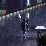 People on the way making their journey during rain in the Federal Capital that experienced in twin cities on Tuesday late night