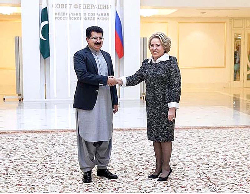 Chairman Senate, Muhammad Sadiq Sanjrani addresses the plenary session of Federation Council of the Russian Federation