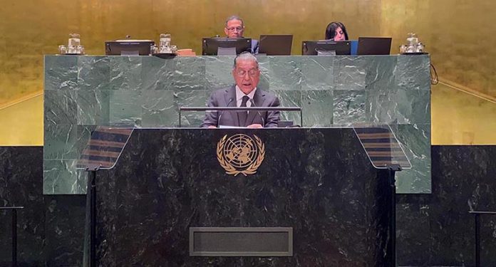 Ambassador Munir Akram, Permanent Representative of Pakistan to the United Nations speaks at the General Debate of the Plenary on Culture of Peace