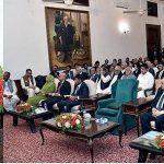 President Dr. Arif Alvi addressing a seminar on "the Role of Federal Insurance Ombudsman in the Development of Insurance Industry" at Governor House