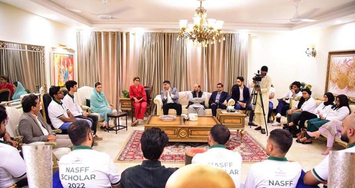 Ms. Marriyum Aurangzeb, Federal Minister for Information and Broadcasting addressing the NASFF's high achievers who are leaving for Australia to participate in the National Amateur Film Festival Award