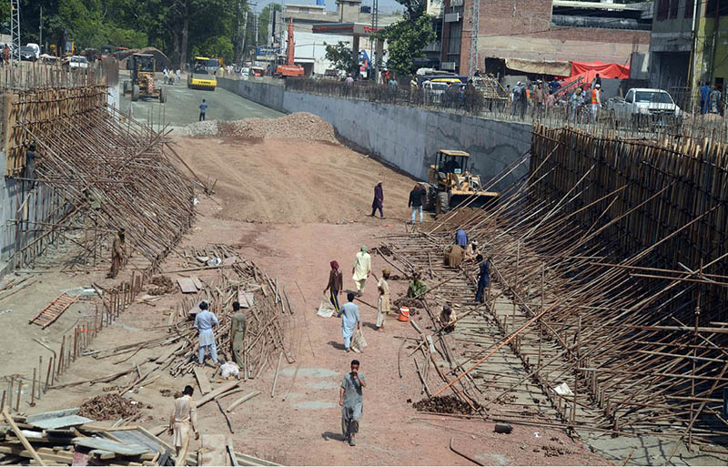 Construction work underway at underpass of Samanabad in Provincial Capital