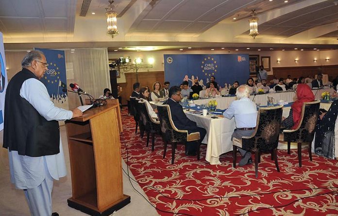 Federal Minister for Human Rights Mian Riaz Hussain Pirzada address as keynote speaker the consultations sessions arranged by Justice Project Pakistan