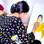 Students participating in painting competition under Punjab Talent Hunt Program at Bab e Pakistan