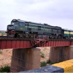 A beautiful view of train passing rail bridge at kotri area