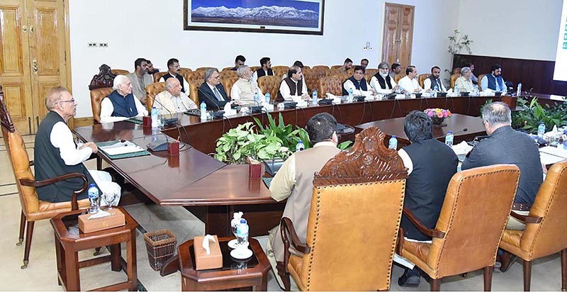 President Dr. Arif Alvi chairing a meeting on the Higher Education Sector of Khyber Pakhtunkhwa at Governor House