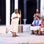 Artists performing drama " SUQRAT " presented by Arts Council of Pakistan during Sindh Theatre Festival 2023 at ZA Bhutto Open Air Theater