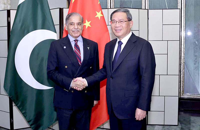Prime Minister Muhammad Shehbaz Sharif and Premier of the State Council of China, Li Qiang meet on the sidelines of the Summit for a New Global Financial Pact