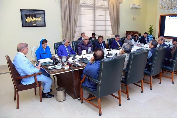 Prime Minister Muhammad Shehbaz Sharif chairing a meeting regarding human smuggling and the recent capsizing of a boat in the Mediterranean near Greece