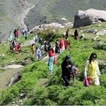 Students are participating in hiking during Four-Day Youth Leadership Summer Camp 2023 arranged by Director of Youth Affairs KP in collaboration with Shaheed Benazir Bhutto Women University