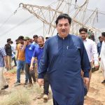 Engineer Khuram Dastagir, Federal Minister for Power visiting the damaged towers of Wind Power Projects due to recent cyclonic wind