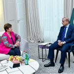 Prime Minister Muhammad Shehbaz Sharif in a meeting with Ms. Kristalina Georgieva, Managing Director International Monetary Fund