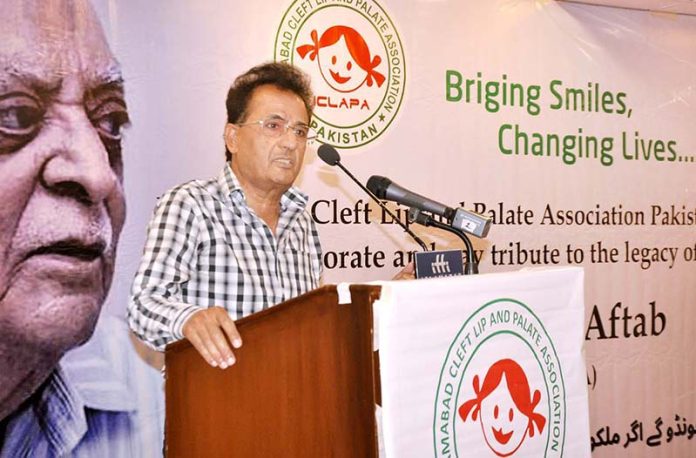 Ex-Executive Director APP, Javed Akhtar addresses an event to pay tribute to the legacy of Ex-DG APP Mr. Muhammad Aftab (Late President ICLAPA) organized by Islamabad Cleft Lip and Palate Association Pakistan
