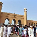 Faithful coming out after offering Eidul Azha prayer at Eidgah, Rani Bagh