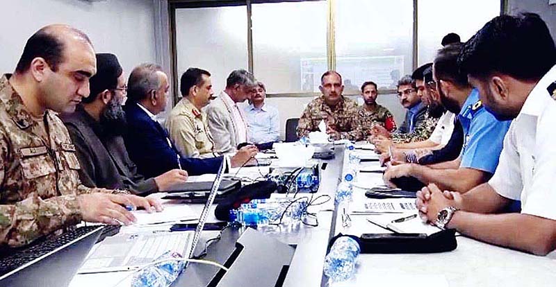 Chairman NDMA Lt. General Inam Haider Malik presiding over meeting for update on Cyclone BIPARJOY